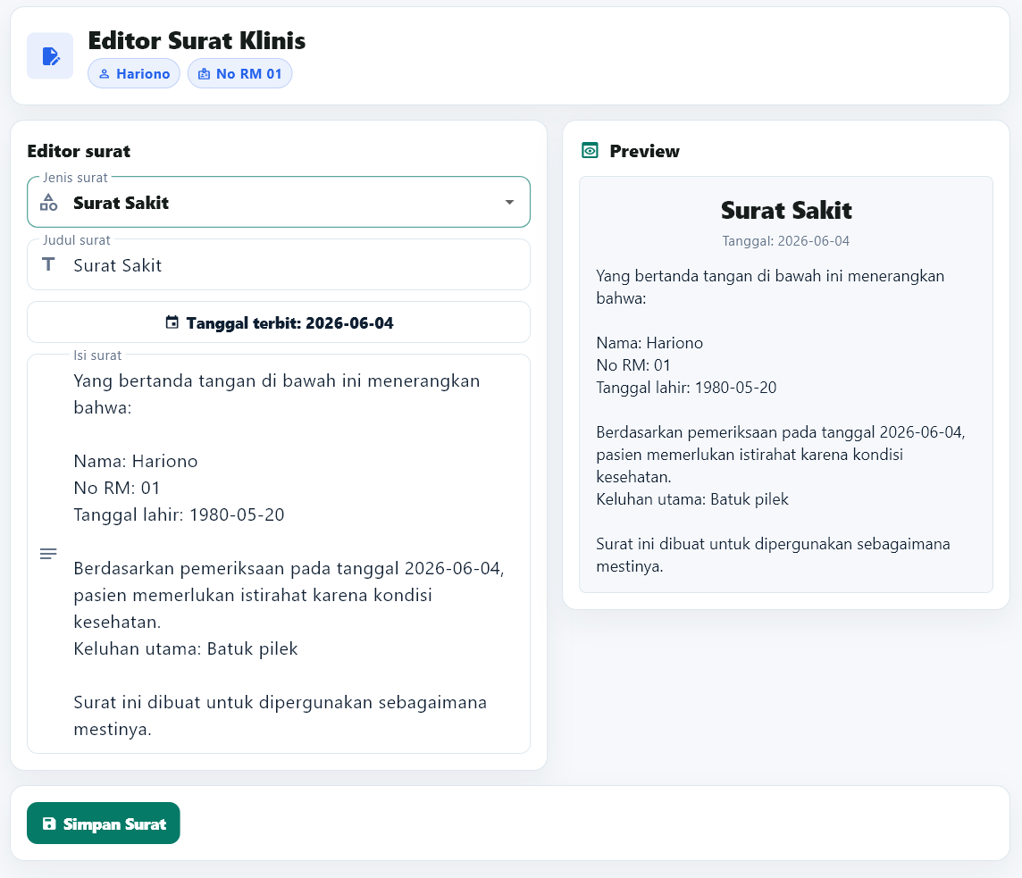 Screenshot surat sakit MedPraktik